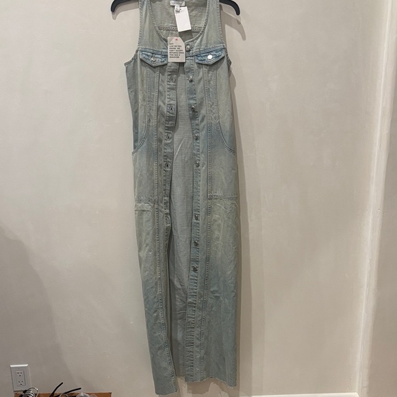 Topshop Dresses & Skirts - Topshop Sleeveless Denim Maxi Dress Button Front Size 2